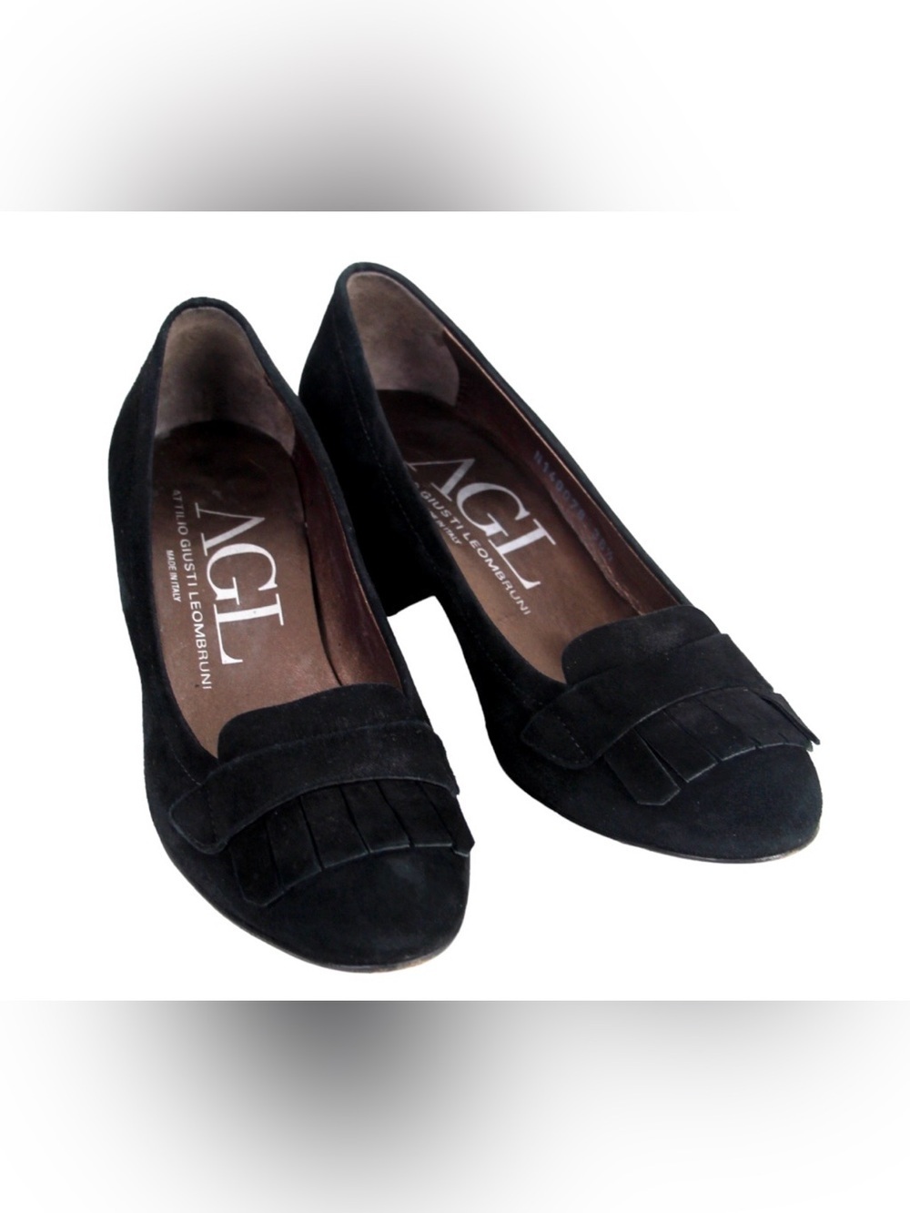 AGL Black Suede Fringe Loafers for Women